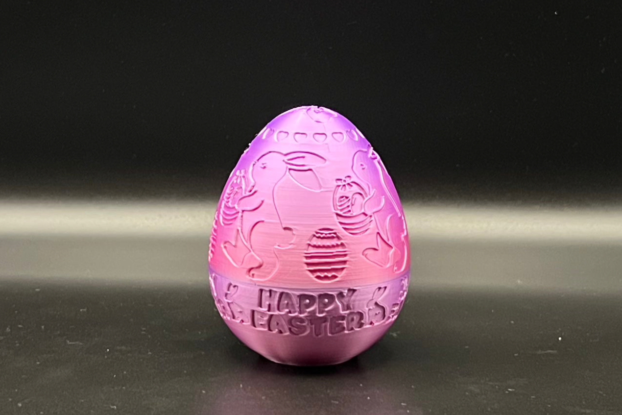 Osterei violett mit silbernem Hasen